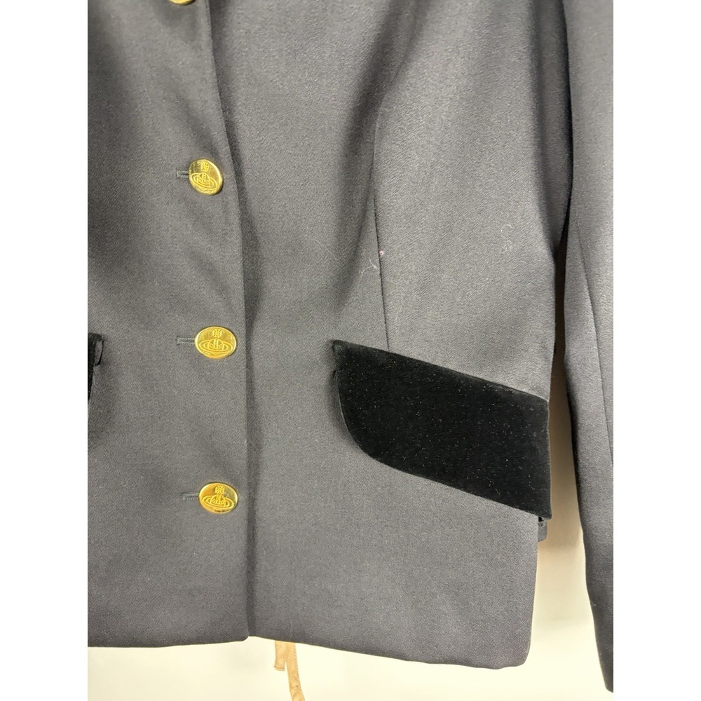 Vintage Vivienne Westwood Red Label Wool Black Blazer Velvet Collar 90s SZ 42 - Picture 4 of 11